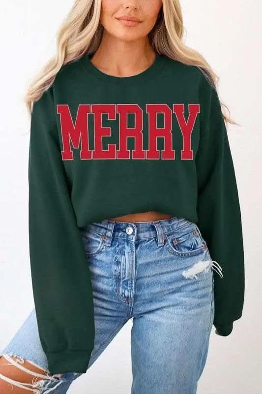 Merry Graphic Fleece Sweatshirts - Love Salve